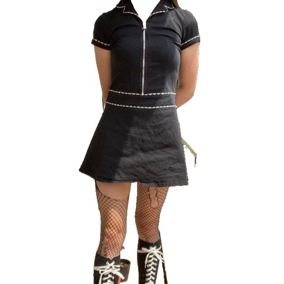 Tripp NYC Dress Size Large Zip Grunge Goth Short Sleeves - Picture 11 of 11